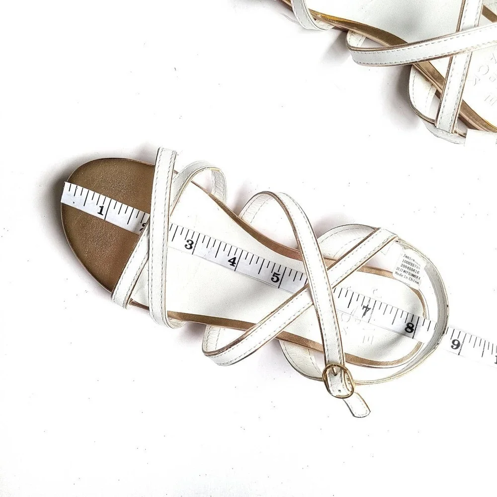 Janie & Jack 1 Gold Sandals Dress Flats White Strappy Leather